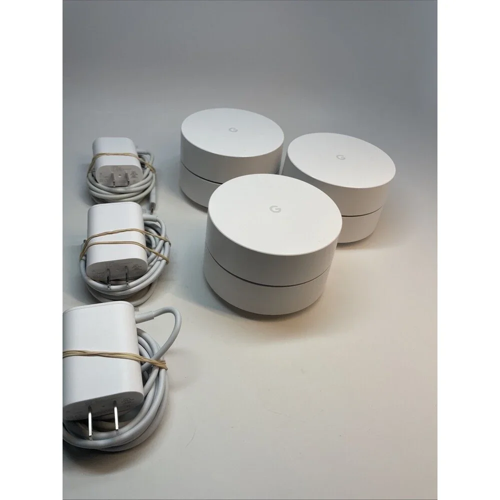 3 pack Used Google Wifi Model AC-1304 Whole Home Mesh Wi-Fi System